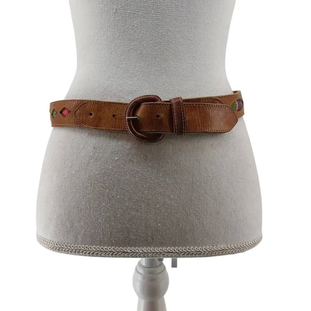 Women's Hand Woven Guatemalan Leather Belt Size Medium